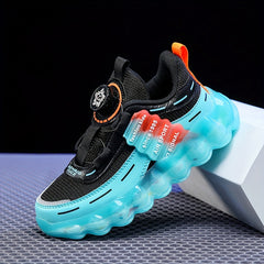 Boy's Basketball Shoes with Rotating Buckle Non Slip Sneakers