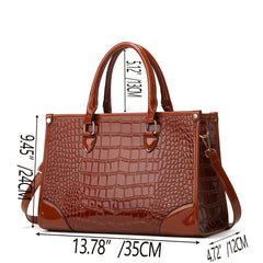 Crocodile Pattern Tote Bag Solid Handbag Classic Satchel Work Women's Bag