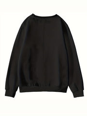 Solid Drop Shoulder Sweatshirt Crew Neck Pullover for Women