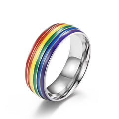 Rainbow Pride Ring LGBT Stainless Steel Friendship Jewelry
