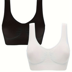 2pcs Wirefree Sports Bra Yoga Crop Top Women's Activewear