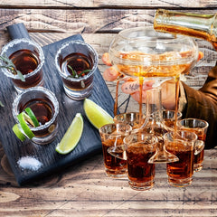 Adjustable Shot Glass Dispenser with 6 Glasses for Fun Drinking Games
