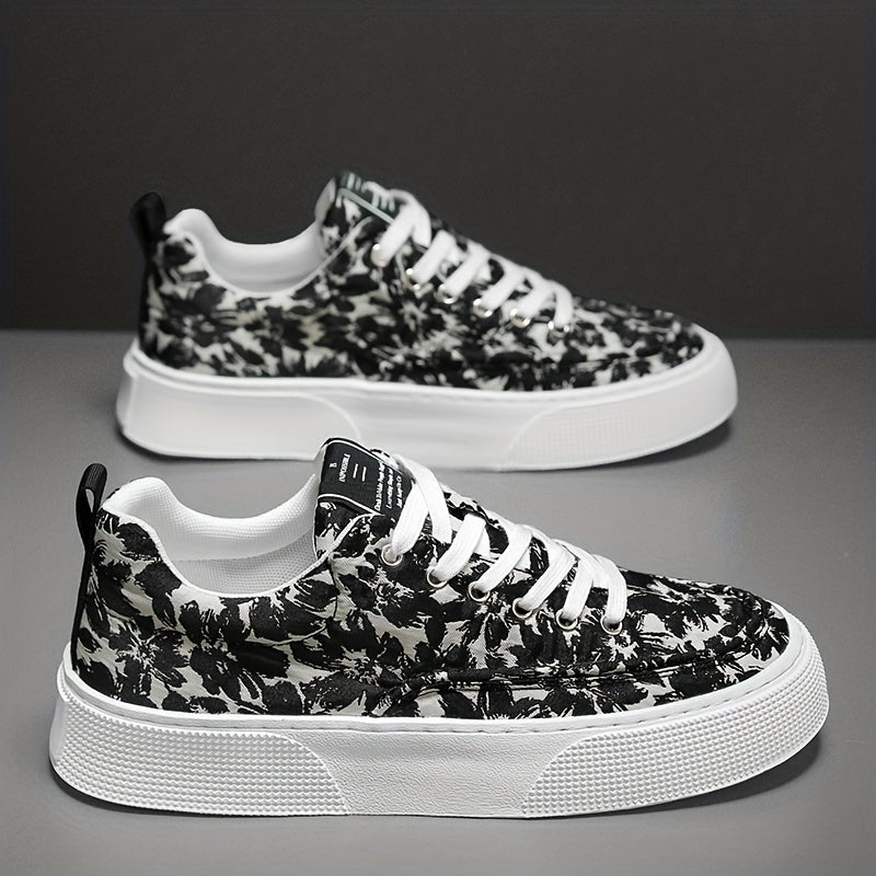 Men's Flowery Skate Shoes Lace up Sneakers