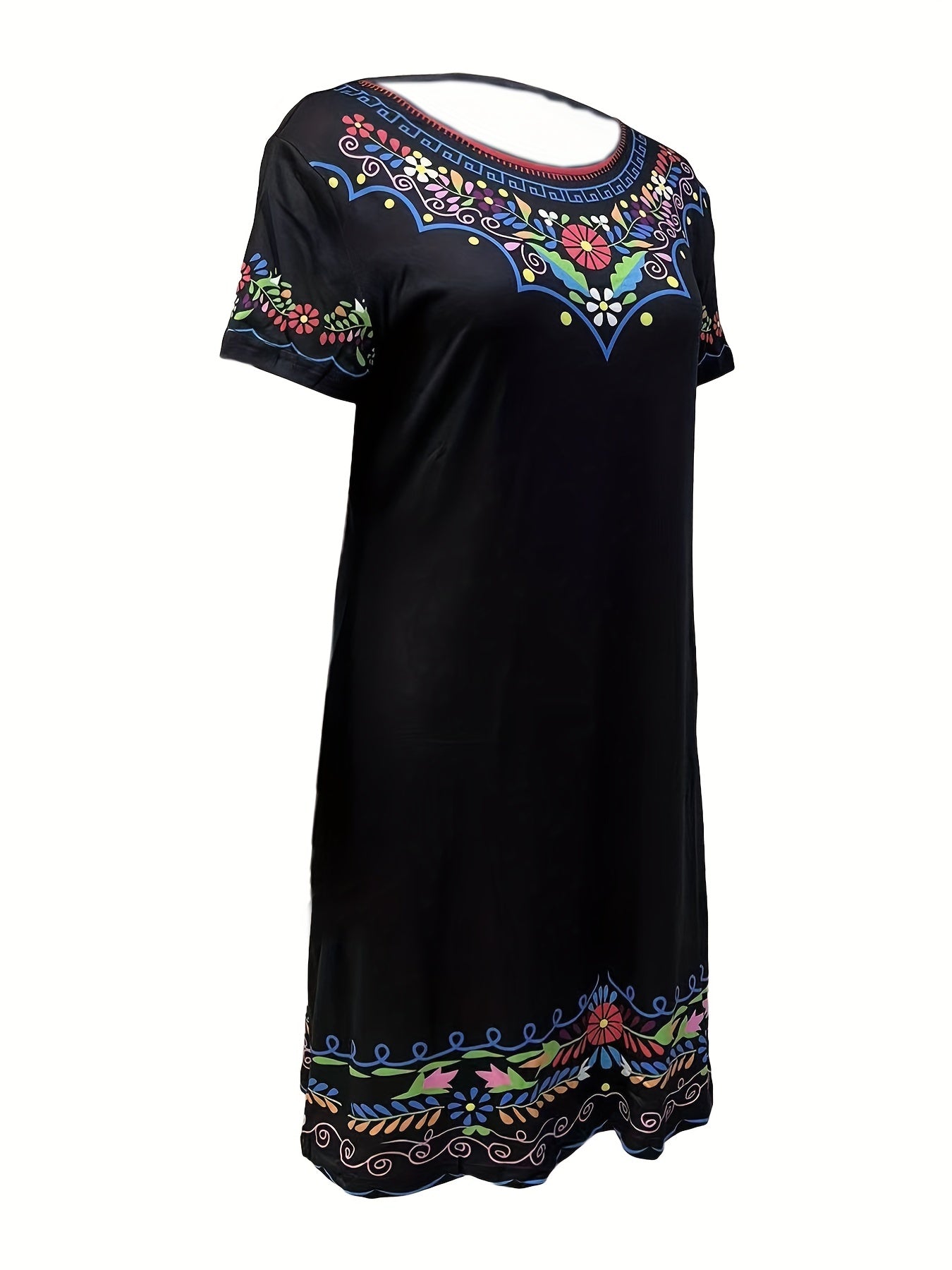 Floral Print Short Sleeve Dress Women's Clothing