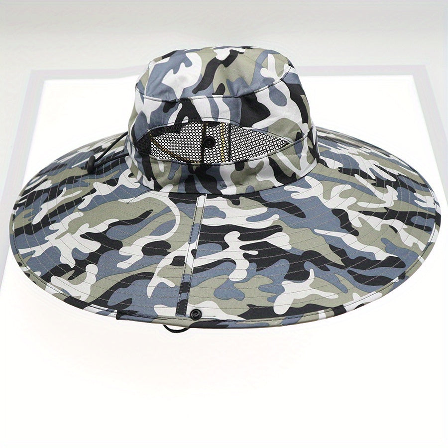 Camouflage Sun Hat Boonie Hat Mesh Breathable Adjustable Outdoor Fishing Bucket