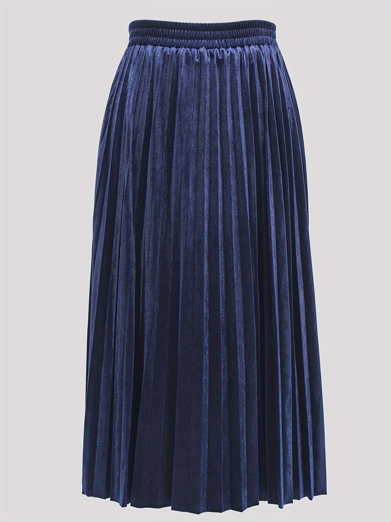 Velvet Pleated Maxi Skirt High Rise Stretch Plus Size