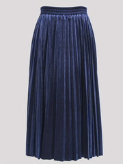 Velvet Pleated Maxi Skirt High Rise Stretch Plus Size