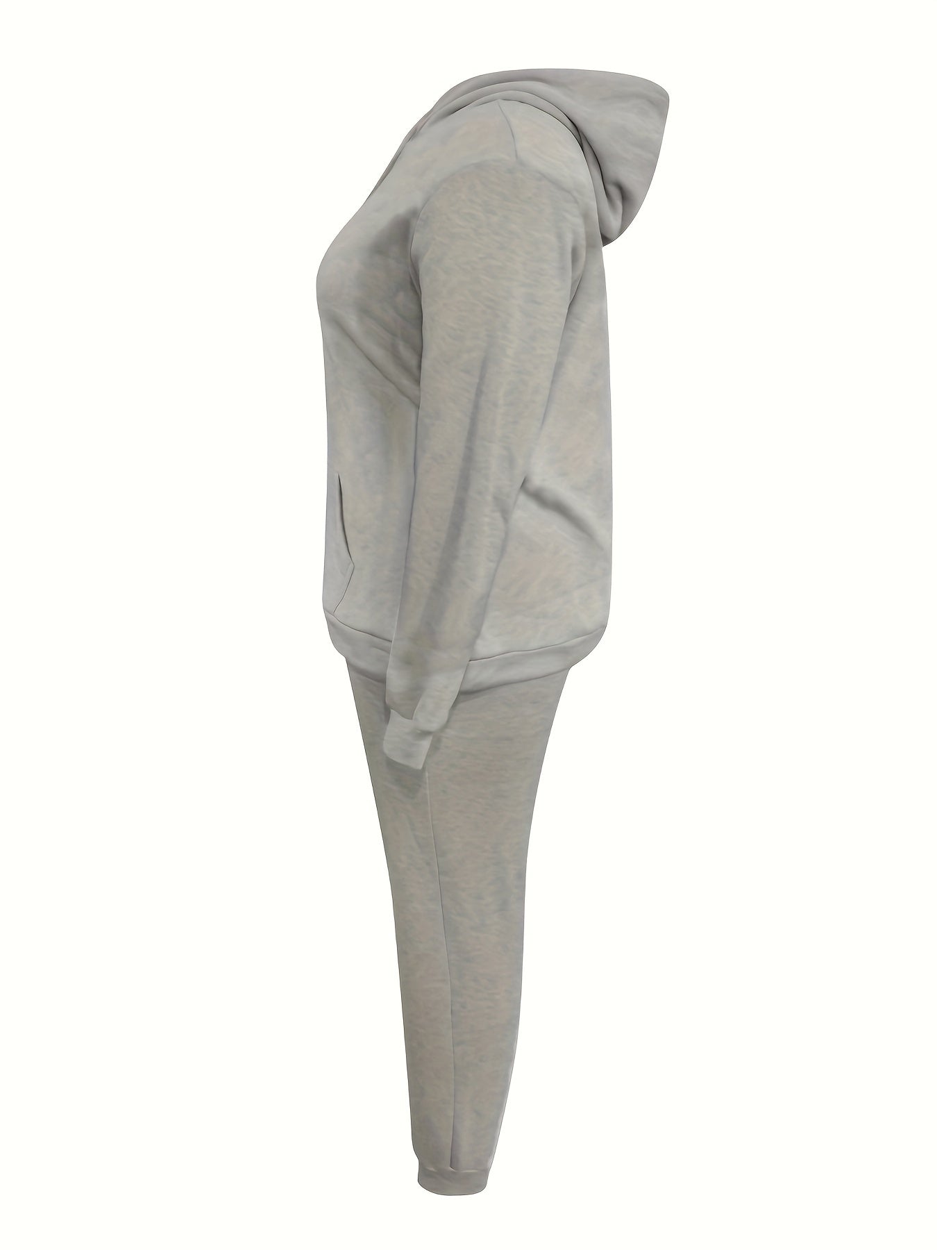 Solid Hooded Sweatshirt & Jogger Sweatpants Set