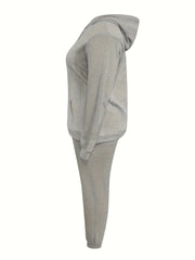 Solid Hooded Sweatshirt & Jogger Sweatpants Set