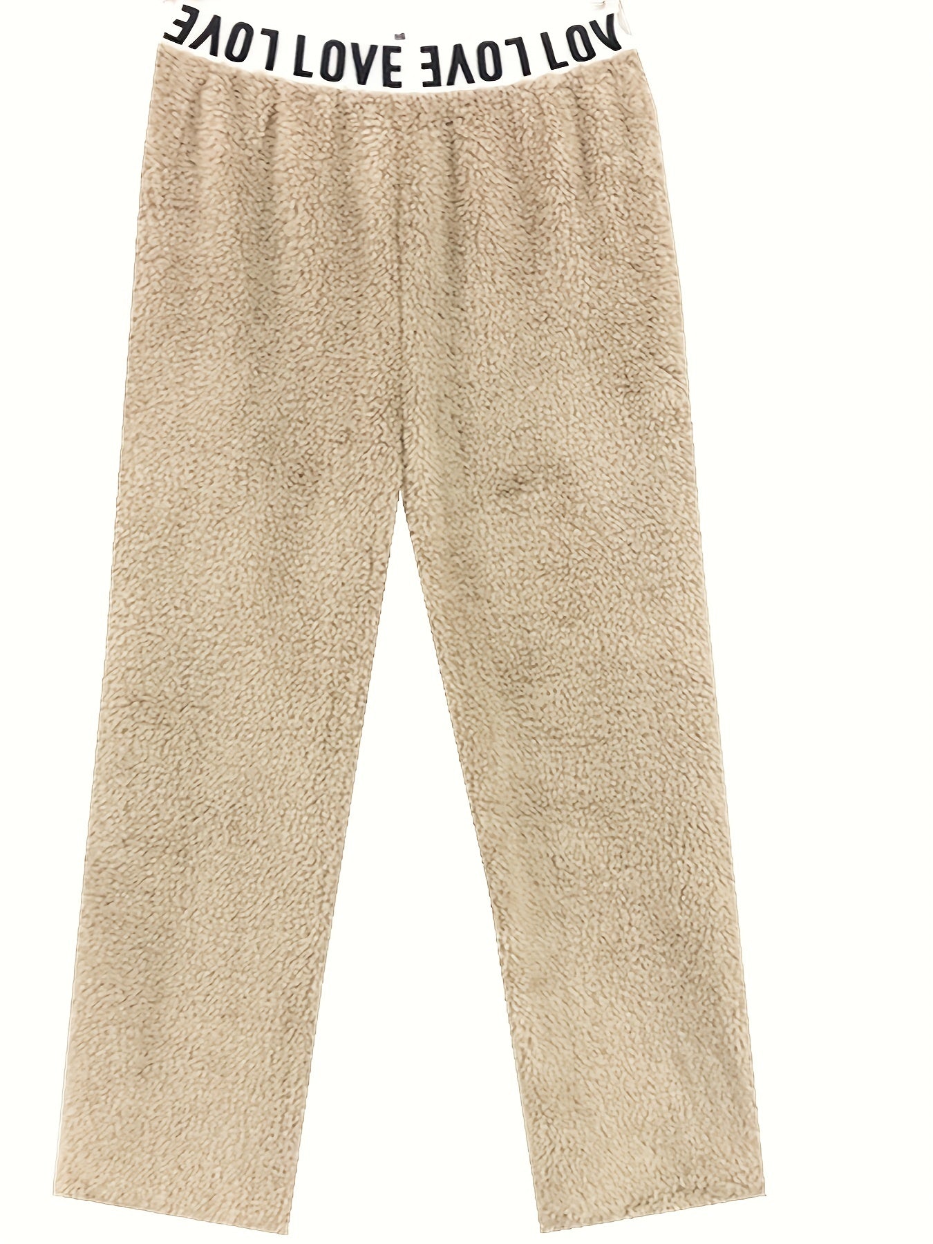 Letter Print Fuzzy Sleep Bottoms Warm & Cozy Home Pants