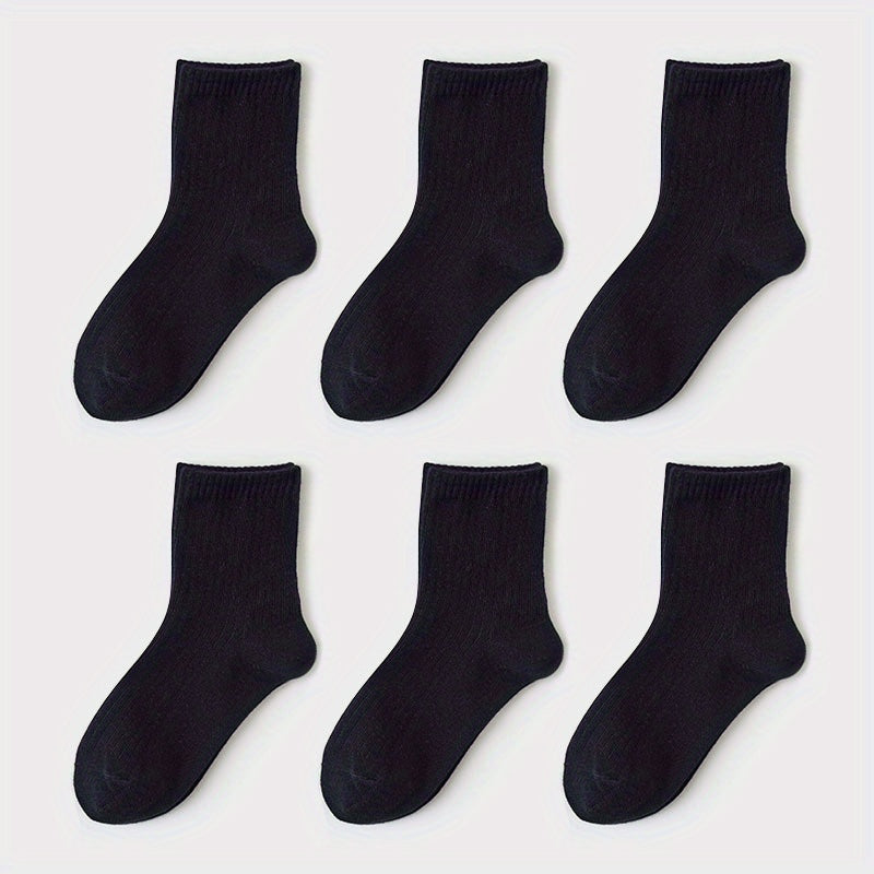 6 Pairs Boys Cotton Crew Socks for Kids Toddlers