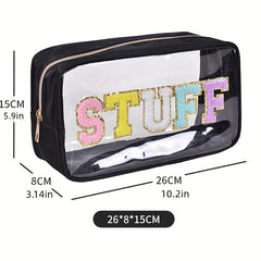Waterproof PVC Toiletry Bag with Embroidered Lettering