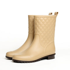 Argyle Quilted Slip on Rain Boots Waterproof Shoes