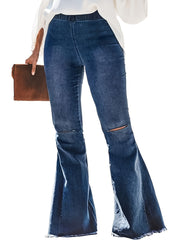 Women's Ripped High Rise Flared Leg Jeans
