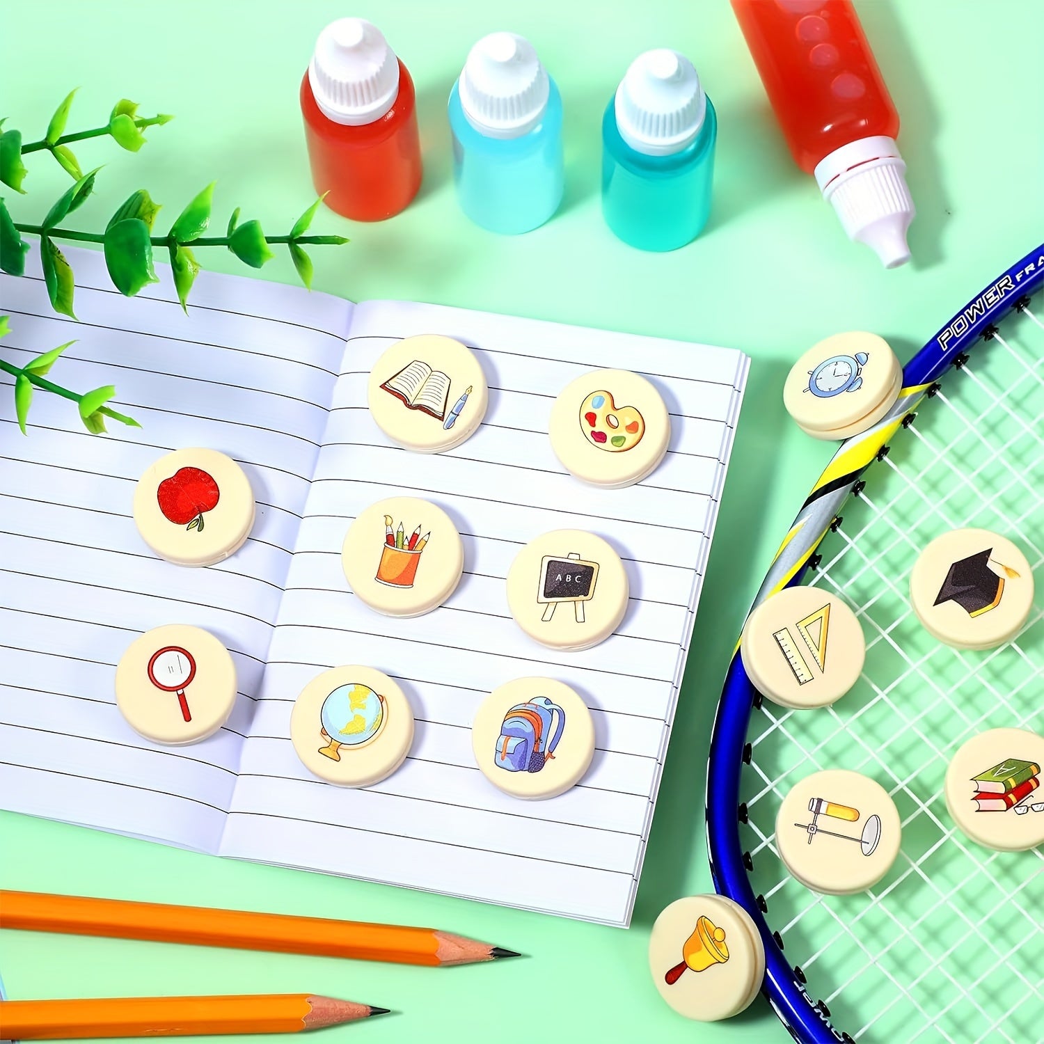 16pcs Funny Cartoon Silicone Tennis Dampener Set