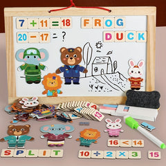 Kids Magnetic Drawing Board Bear Dress Up Puzzles Educational Number Magnets