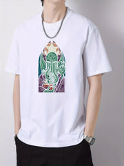 Creative Pattern Graphic Cotton Crew Neck T shirt for Summer