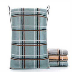 Plaid Pattern Hand Towel Cotton Soft Absorbent Towel Bathroom Gym 13.78x29.53in