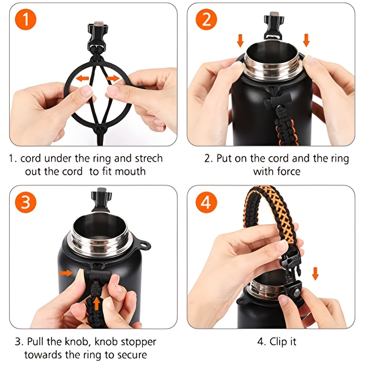 Water Bottle Handle Jumper - Fits 12oz to 64oz Bottles - Safety Ring and Lock