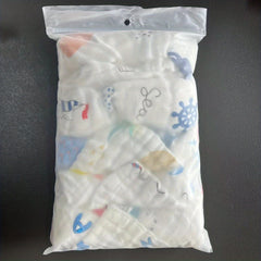 5pcs Kids' Cotton Towels 6-layer High Density Cartoon Face Towels