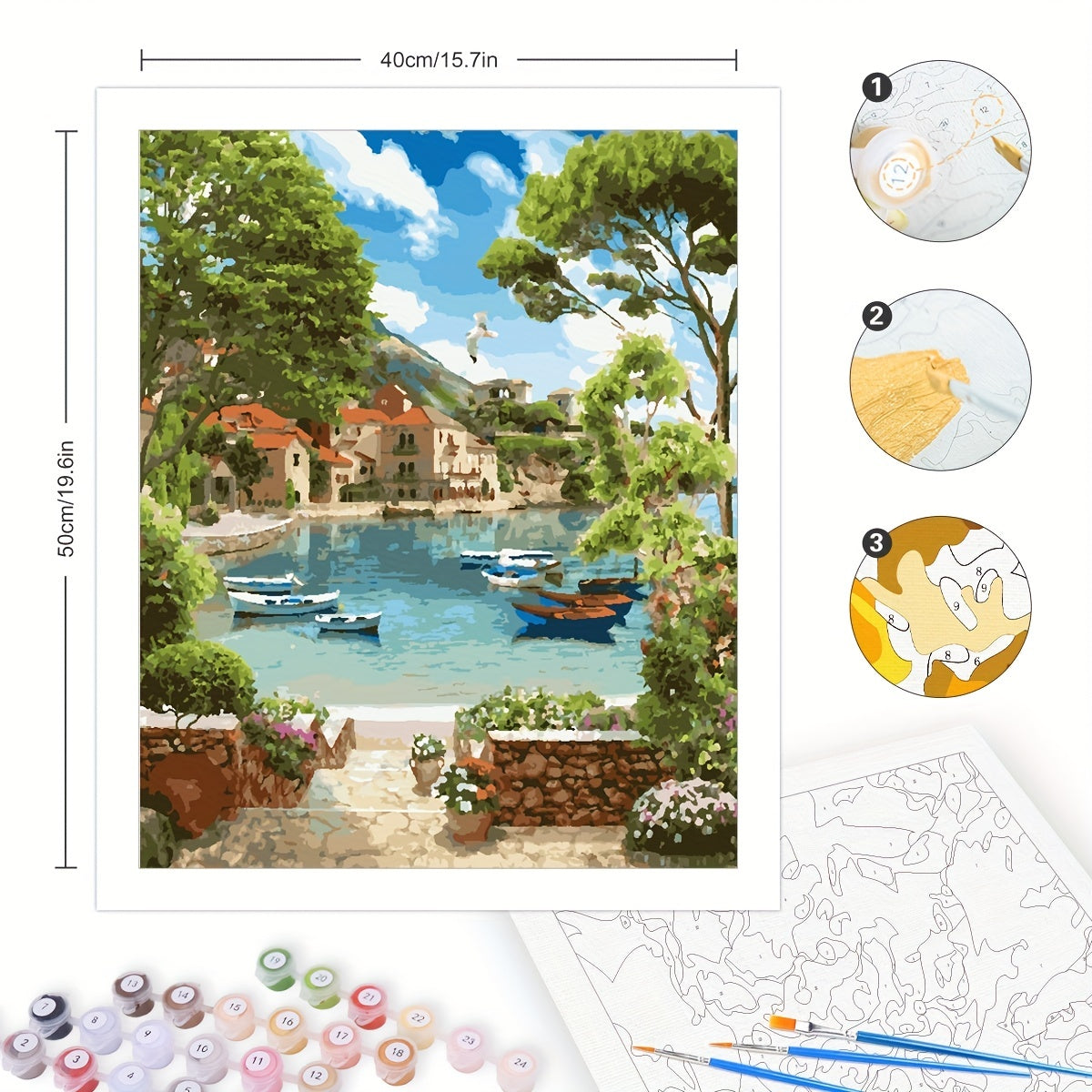 DIY Acrylic Paint By Numbers Kits Tree Lake Drawing Artwork Without Frame