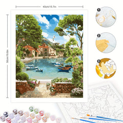 DIY Acrylic Paint By Numbers Kits Tree Lake Drawing Artwork Without Frame