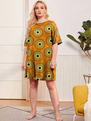 Dot Print Short Sleeve Sleep Dress