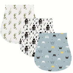 3pcs Baby Sloth Burp Cloths Cotton Absorbent Soft Burping Cloth for Newborns