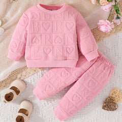 2pcs Baby Girls Letter Long Sleeve Top & Pants Baby Clothes