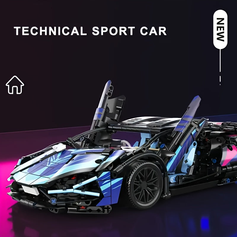 Stylish Cyberpunk Sports Car Building Block Model Medium Difficulty DIY