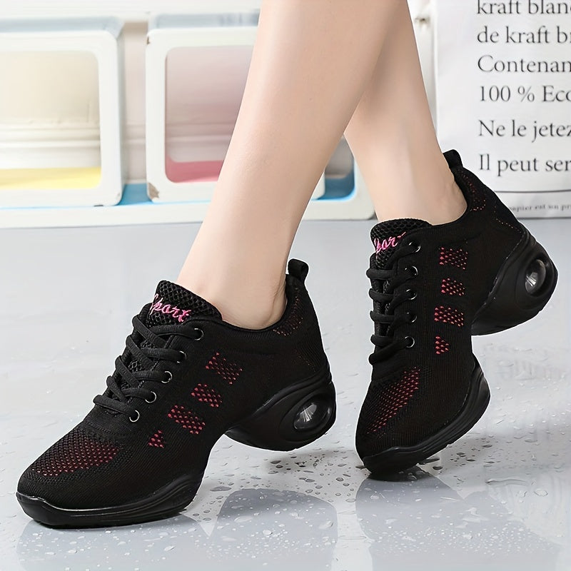 Women's Air Cushion Jazz Dance Shoes Mesh Lace Up Sneakers