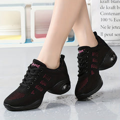 Women's Air Cushion Jazz Dance Shoes Mesh Lace Up Sneakers