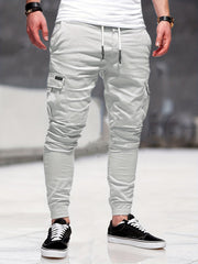 Men's Drawstring Cargo Pants Slim Fit Casual Outdoor Pants
