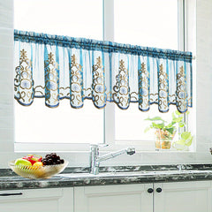 Embroidered Cafe Curtain Argyle Pattern Sweet Mantle for Bedroom Window