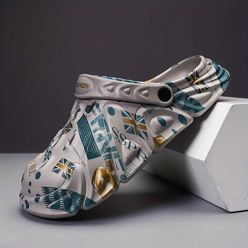 Men's Flag Graphic Print Clog Sandals Strap Casual Outdoor Walking Shoes
