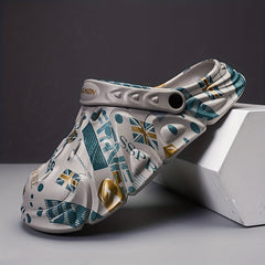 Men's Flag Graphic Print Clog Sandals Strap Casual Outdoor Walking Shoes