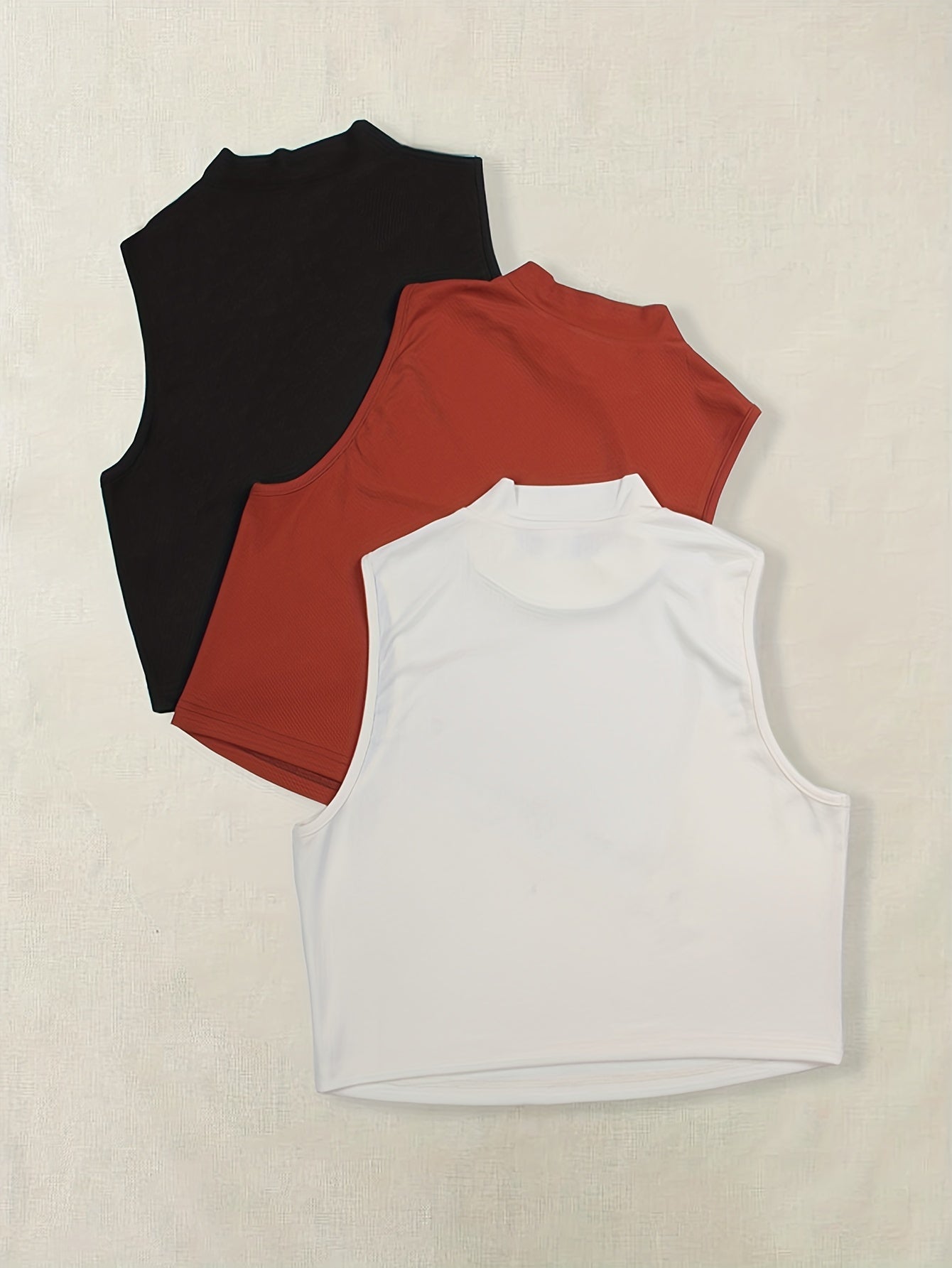 3-Pack Plus Size Mock Neck Ribbed Tank Top Set