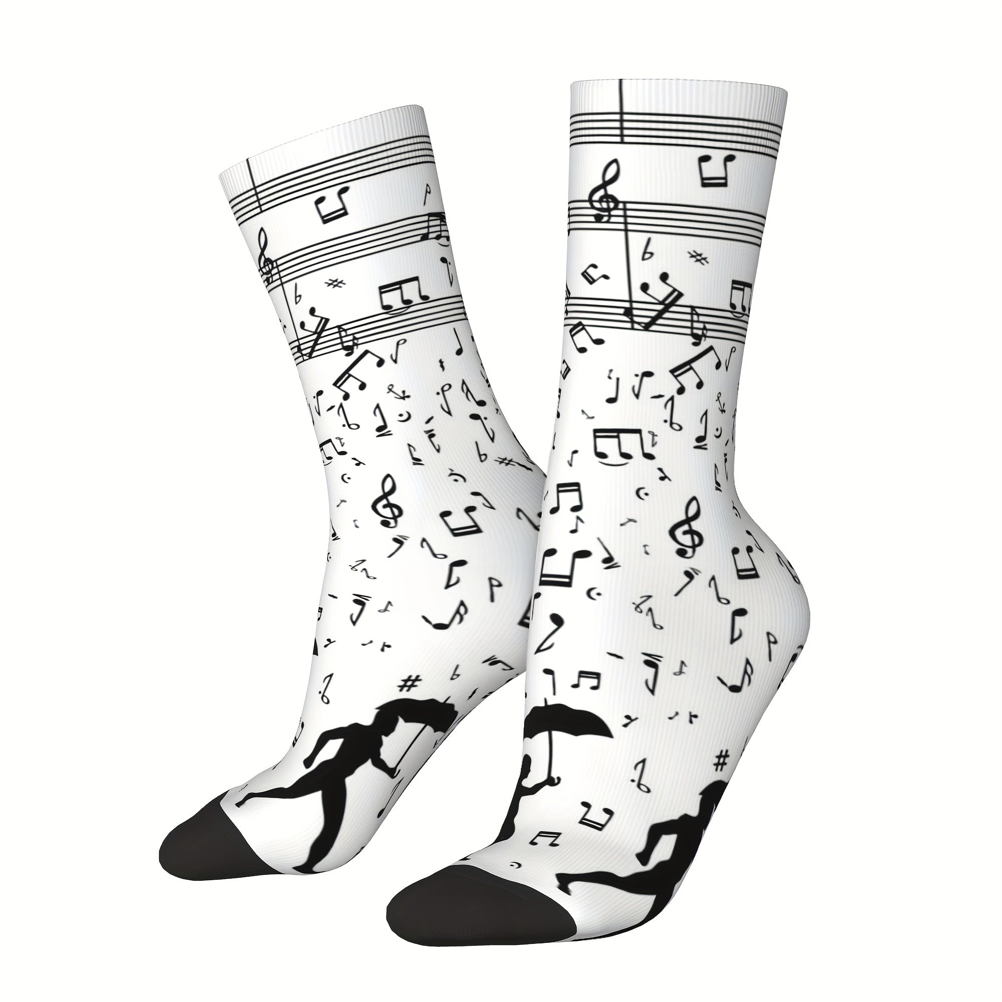 Music Notes Vintage Socks Street Novelty Crew Socks Hip Hop Socks