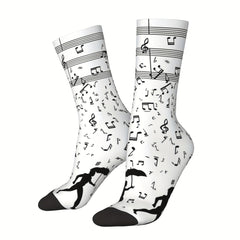 Music Notes Vintage Socks Street Novelty Crew Socks Hip Hop Socks