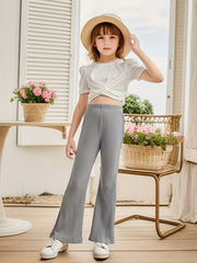 Girls' High Waist Flare Bell Bottom Knit Pants