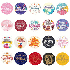 100 High Waterproof Happy Birthday Thank You Stickers 2" Large Size - 20 Designs