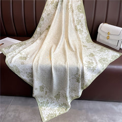 Floral Print Square Scarf Solid Plain Casual Shawl Women Head Wrap Bandana