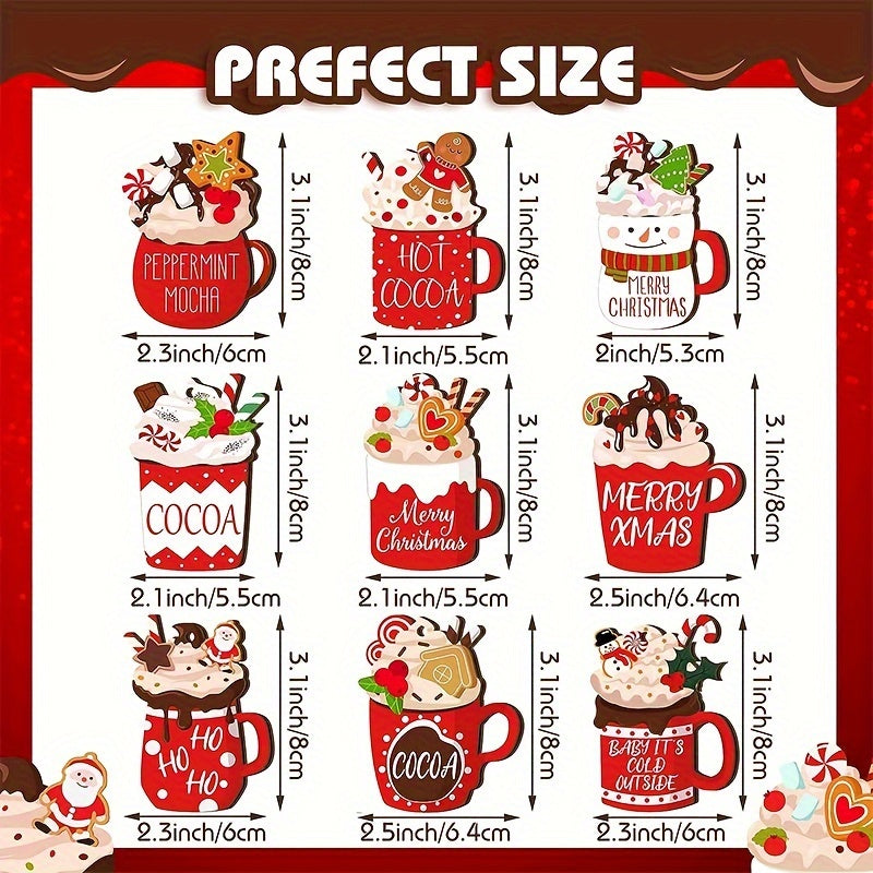 36pcs Christmas Hot Cocoa Wooden Ornaments Hanging Decorations