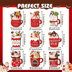 36pcs Christmas Hot Cocoa Wooden Ornaments Hanging Decorations