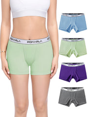 4 Pack Plus Size Double Layered Crotch Boxer Briefs Set