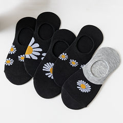 5 Pairs Floral Ankle Socks Breathable Non slip Women Stockings