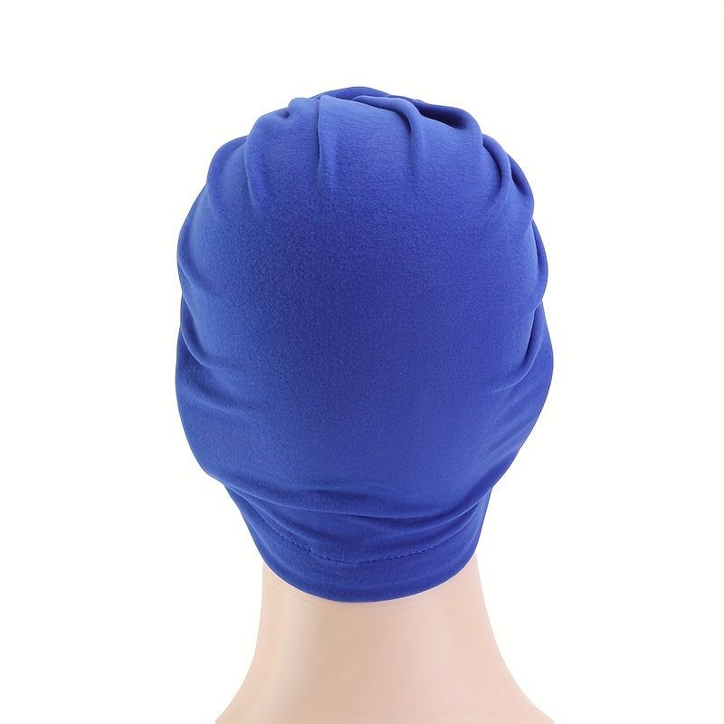 Braided Knot Pleated Turban Cap Solid Head Wrap Hijab Caps