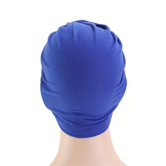 Braided Knot Pleated Turban Cap Solid Head Wrap Hijab Caps
