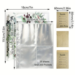 Garden Seed Organization Binder + 200 Pockets + 20 Envelopes