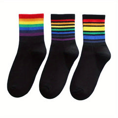6 Pairs Kids Rainbow Crew Socks for Autumn/Winter